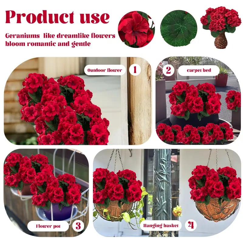 🎁 Last Day 60% OFF - Realistic Artificial Geranium Flowers For Beautiful Outdoor Decor