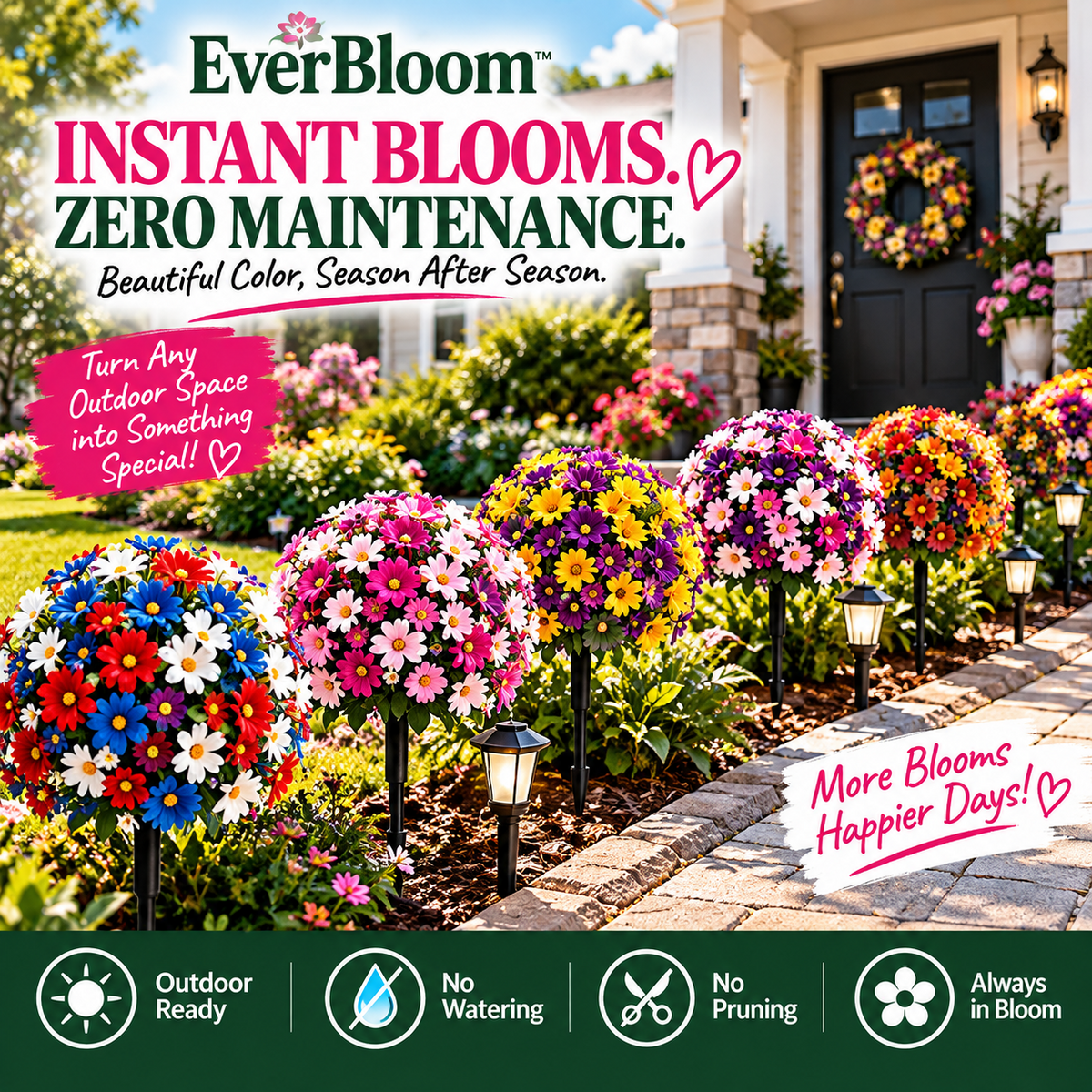 🌸 Ever-Blooming Garden Flower Stakes