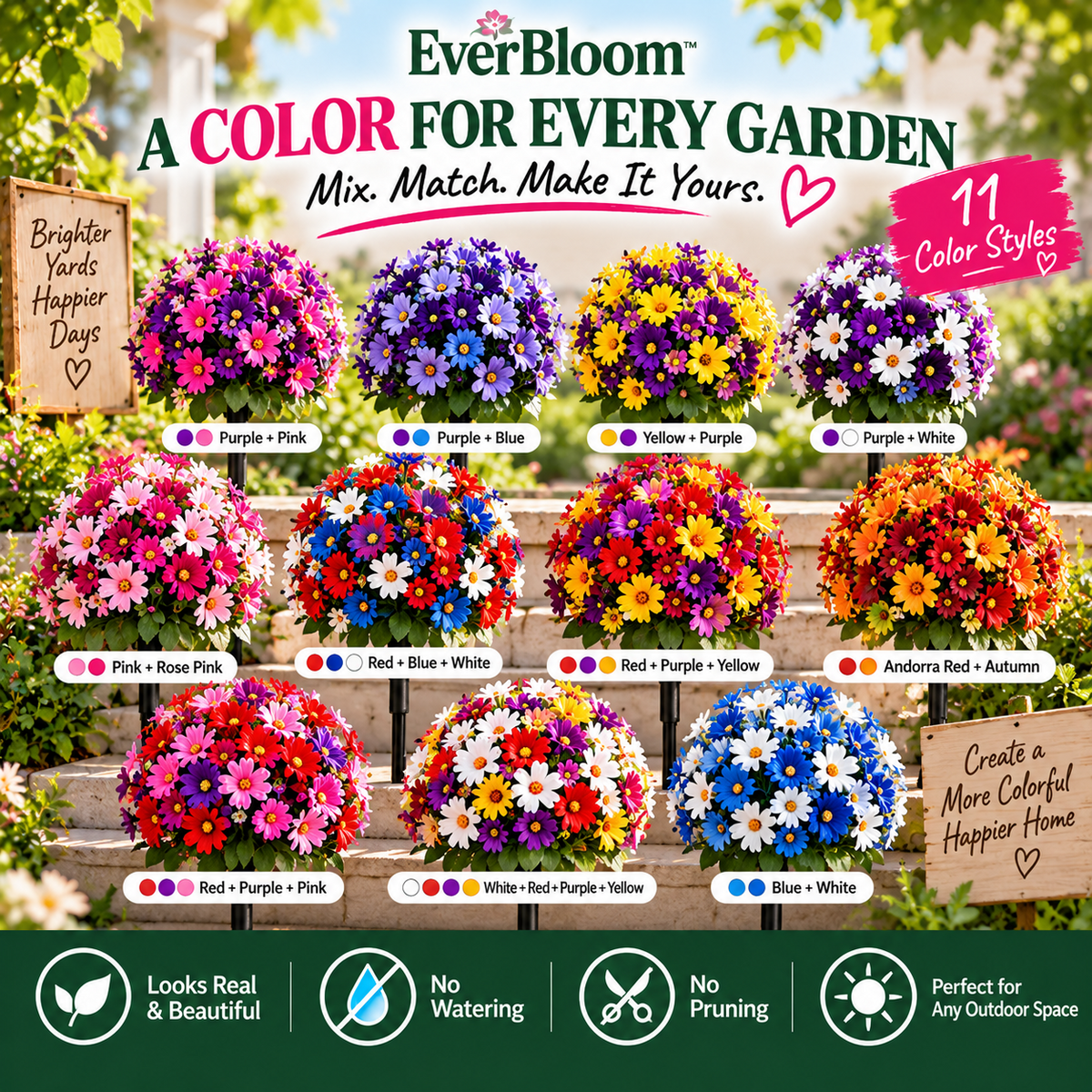 🌸 Ever-Blooming Garden Flower Stakes