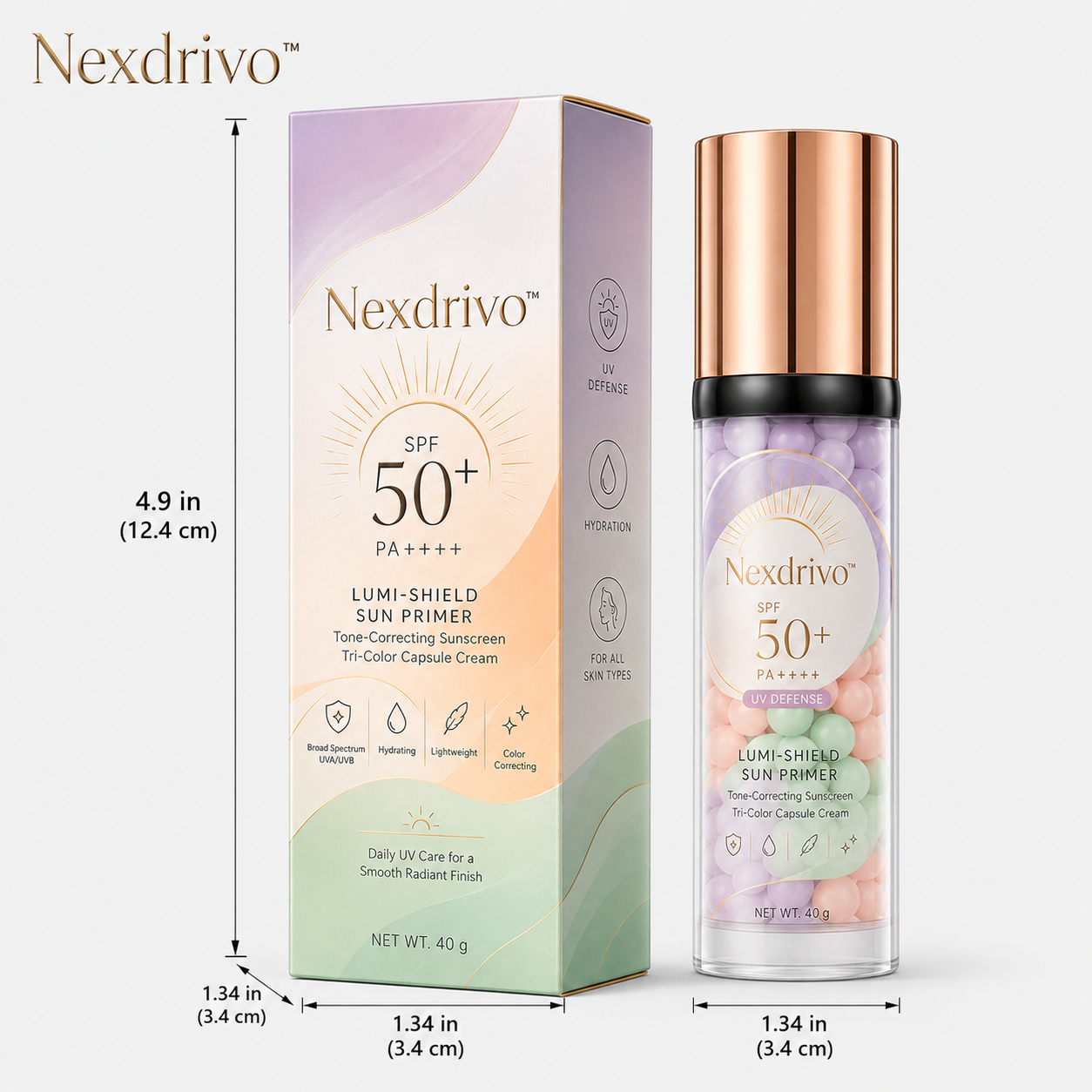 Nexdrivo™ Three-Color Protective Isolation Cream with SPF 50 Coverage