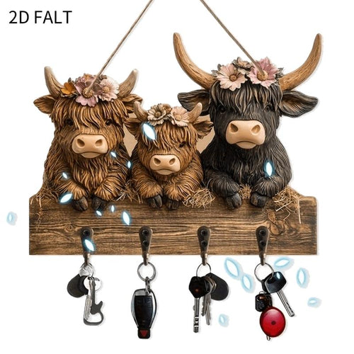 Rustic Highland Cow Wooden Hanging Ornament(2D Flat Products)