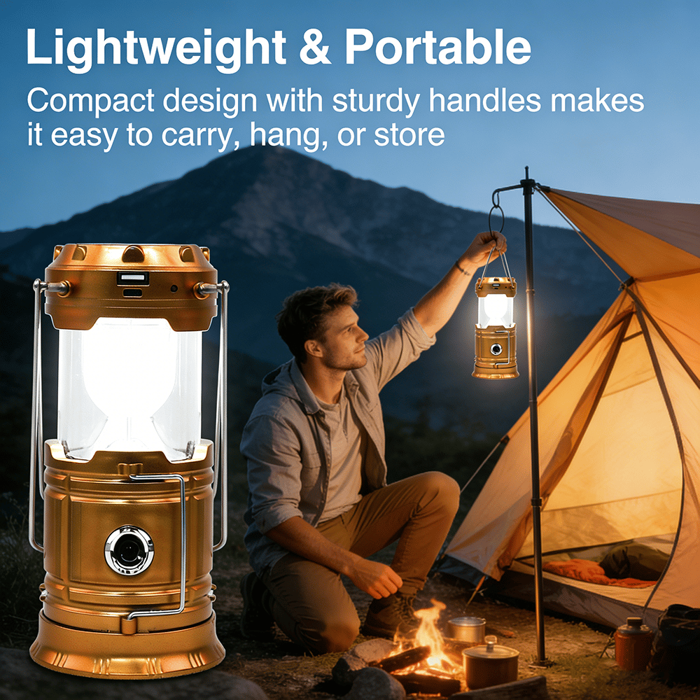 🔦 Solar Rechargeable LED Camping Light
