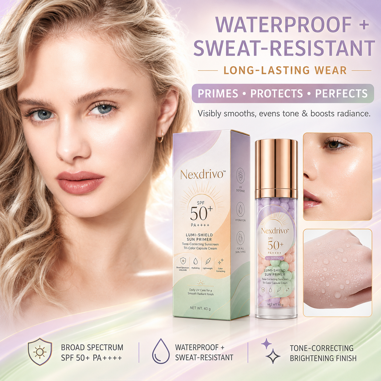 Nexdrivo™ Three-Color Protective Isolation Cream with SPF 50 Coverage