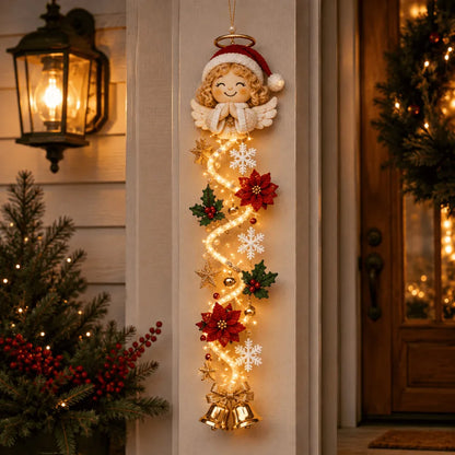 🎄MerryCascade Glowing Christmas Door Hanger | 6 Festive Lighted Designs with Warm Glow, Dimensional Details & Space-Saving Vertical Décor ✨