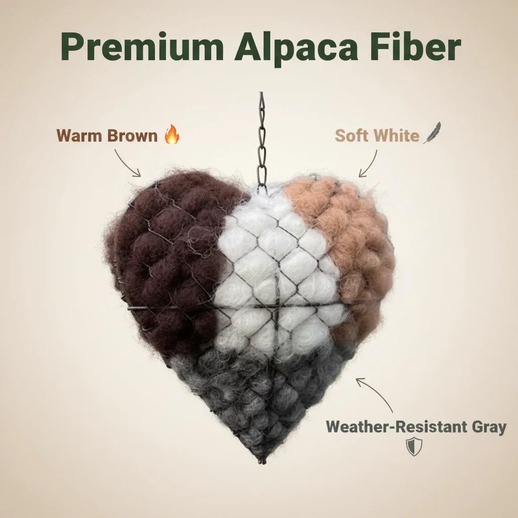 🕊️ Handmade Alpaca Fiber Bird Nesting Heart for Birds