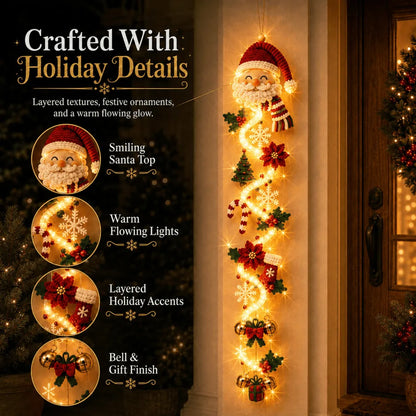 🎄MerryCascade Glowing Christmas Door Hanger | 6 Festive Lighted Designs with Warm Glow, Dimensional Details & Space-Saving Vertical Décor ✨