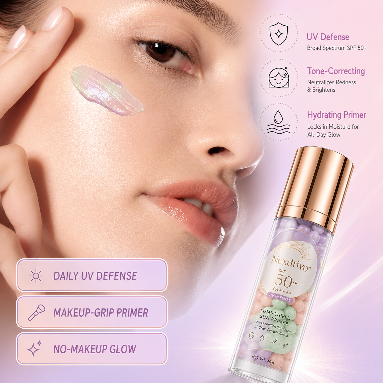 Nexdrivo™ Three-Color Protective Isolation Cream with SPF 50 Coverage
