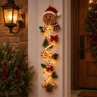 🎄MerryCascade Glowing Christmas Door Hanger | 6 Festive Lighted Designs with Warm Glow, Dimensional Details & Space-Saving Vertical Décor ✨