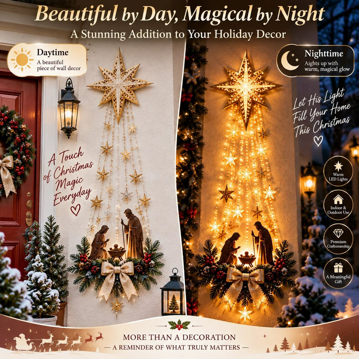 ✨✝️ Bethlehem Star of Faith™ – Lighted Nativity Wall Decor✨