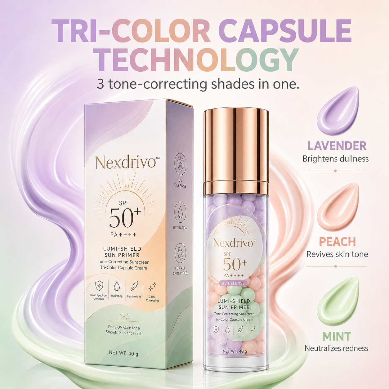 Nexdrivo™ Three-Color Protective Isolation Cream with SPF 50 Coverage