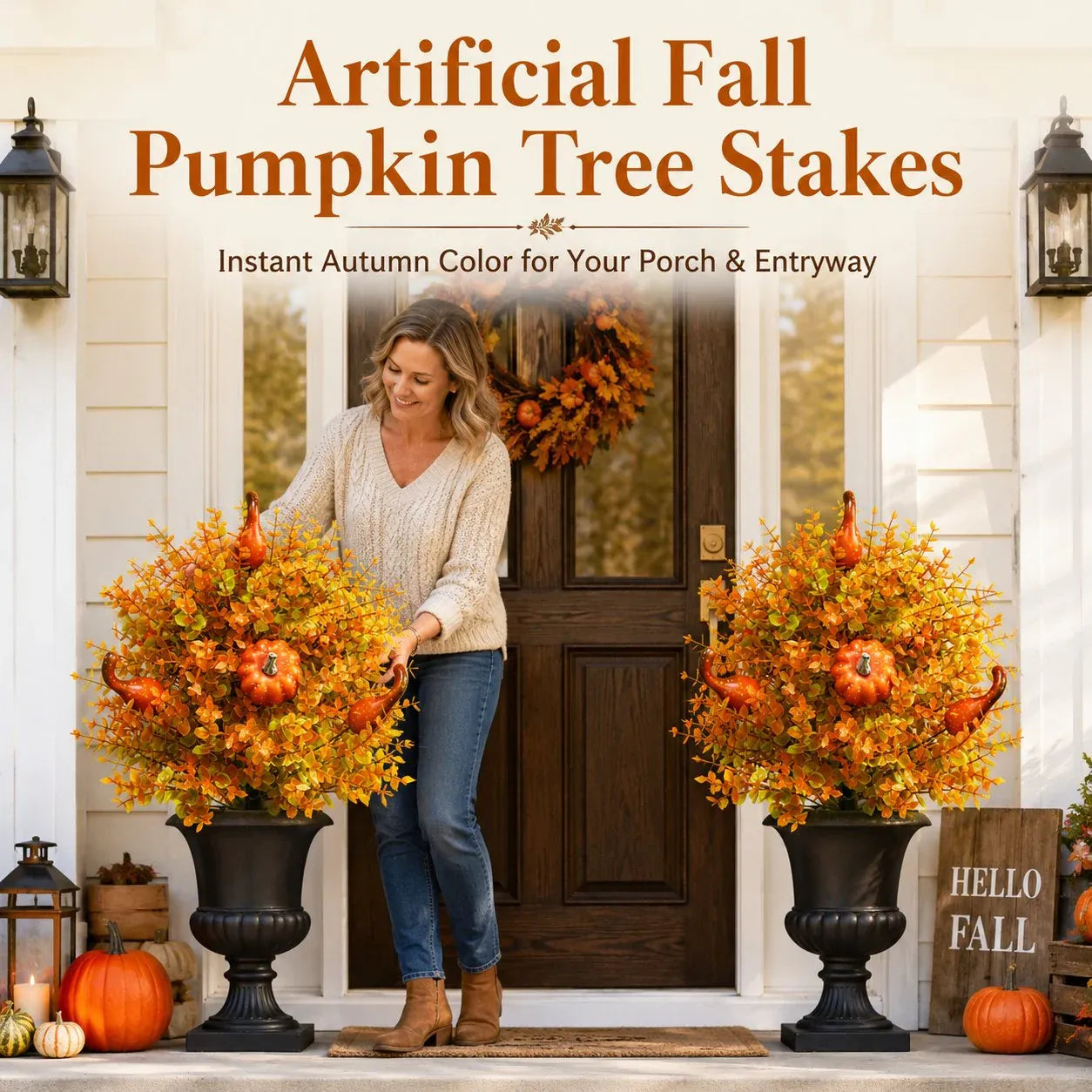 💥 LAST DAY 49% OFF🔥 Artificial Fall Pumpkin Tree Stakes