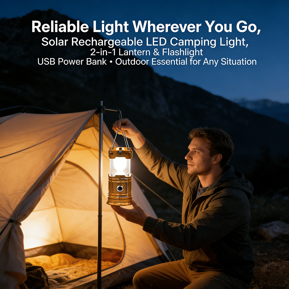 🔦 Solar Rechargeable LED Camping Light