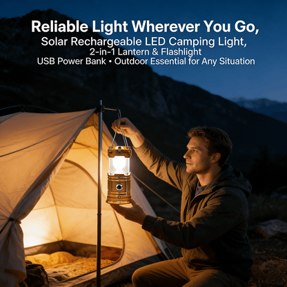 🔦 Solar Rechargeable LED Camping Light