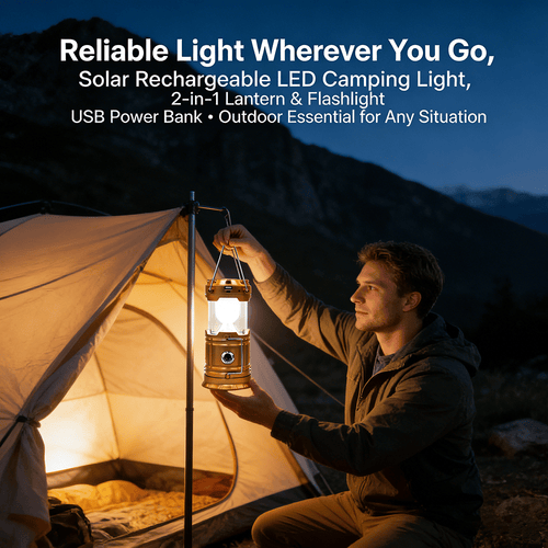 🔦 Solar Rechargeable LED Camping Light