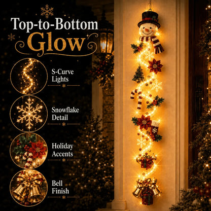 🎄MerryCascade Glowing Christmas Door Hanger | 6 Festive Lighted Designs with Warm Glow, Dimensional Details & Space-Saving Vertical Décor ✨