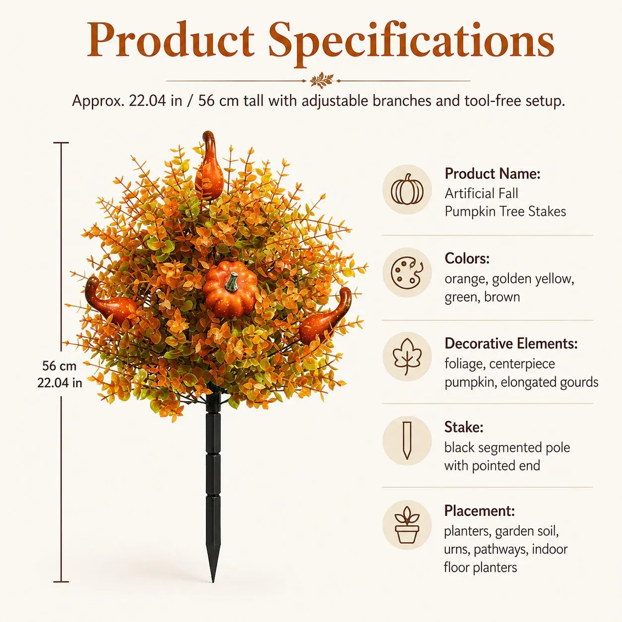 💥 LAST DAY 49% OFF🔥 Artificial Fall Pumpkin Tree Stakes