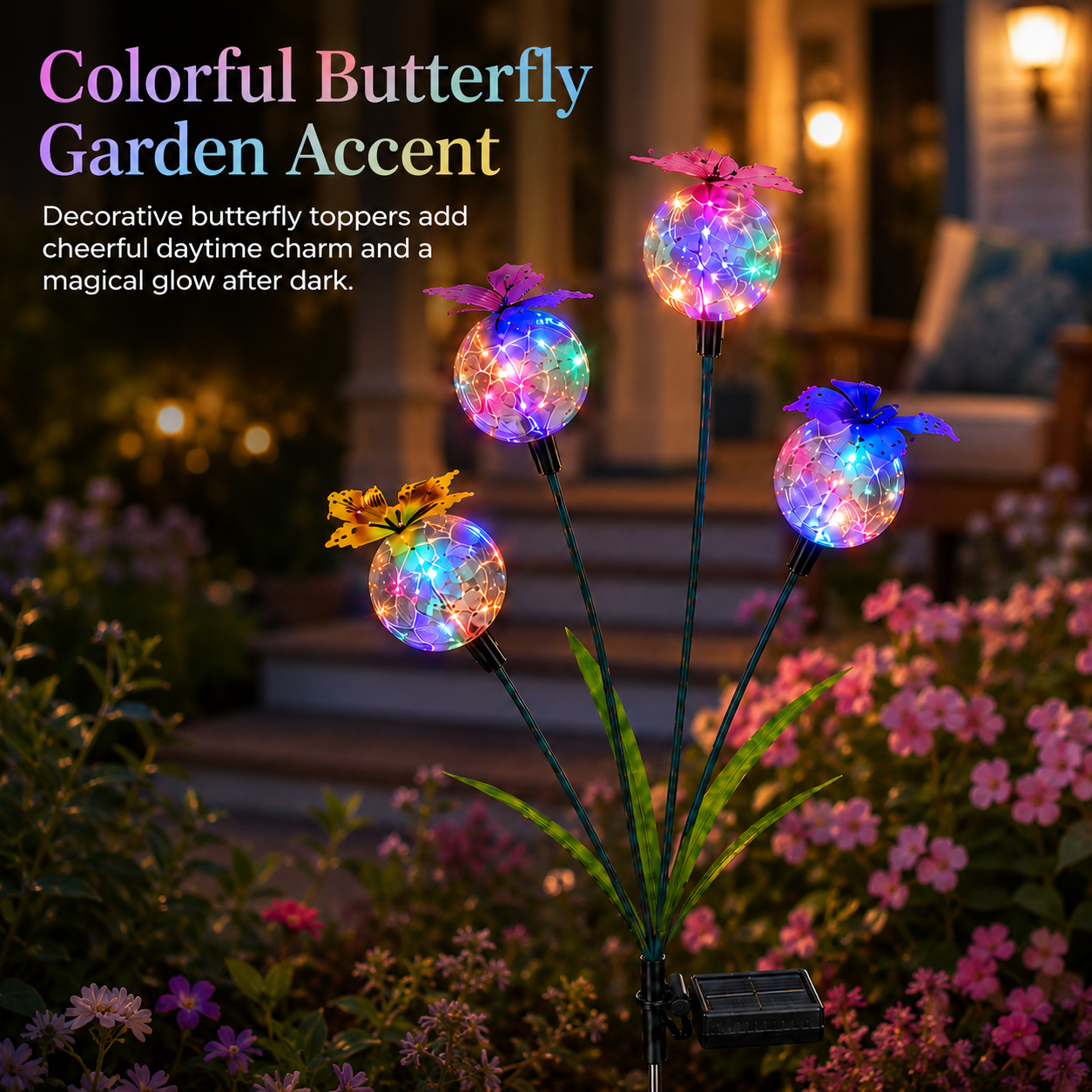 Multicolor Solar Butterfly Garden Stake Light
