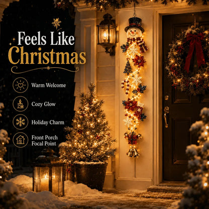 🎄MerryCascade Glowing Christmas Door Hanger | 6 Festive Lighted Designs with Warm Glow, Dimensional Details & Space-Saving Vertical Décor ✨