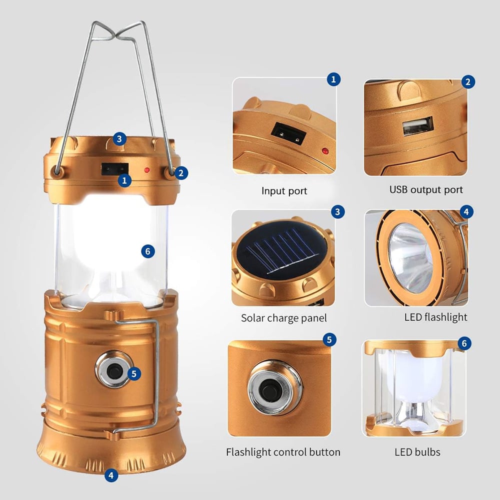 🔦 Solar Rechargeable LED Camping Light